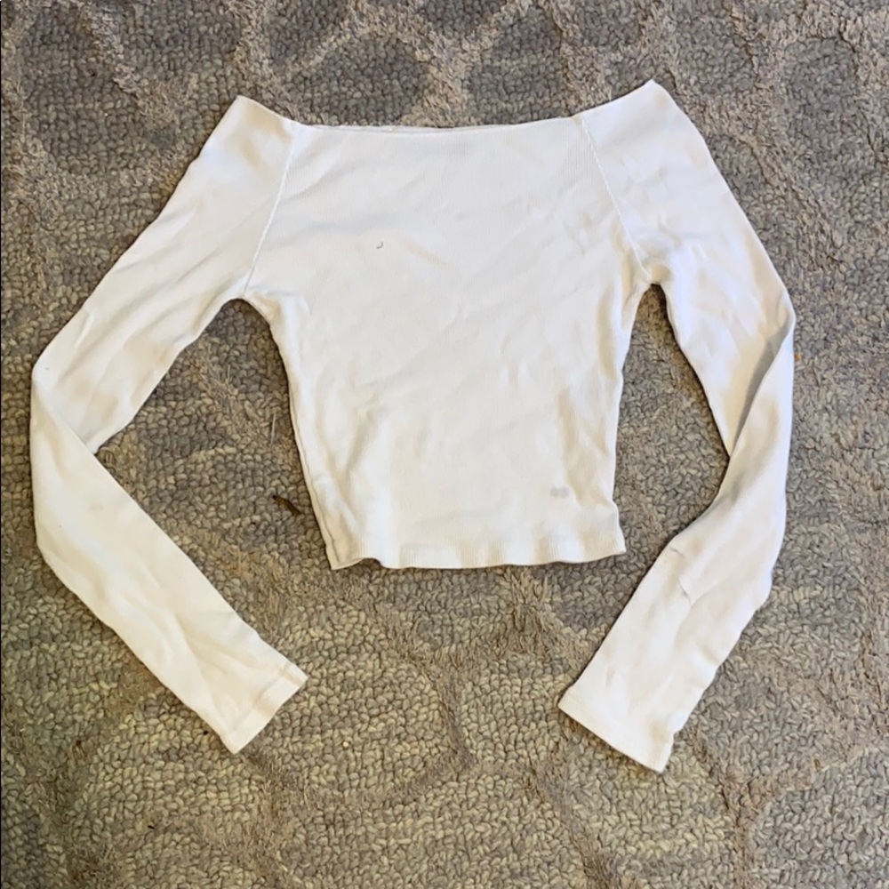 used twice, off the shoulder white brandy top